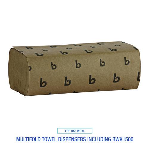 boardwalk - Multifold Paper Towels, 1-Ply, 9 x 9.45, Natural, 250/Pack, 16 Packs/Carton