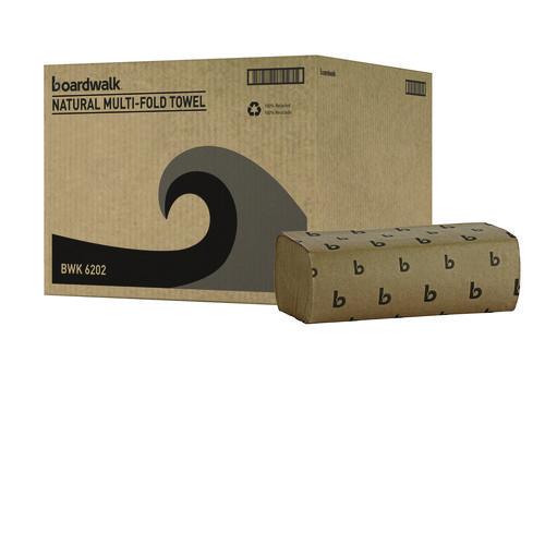 boardwalk - Multifold Paper Towels, 1-Ply, 9 x 9.45, Natural, 250/Pack, 16 Packs/Carton