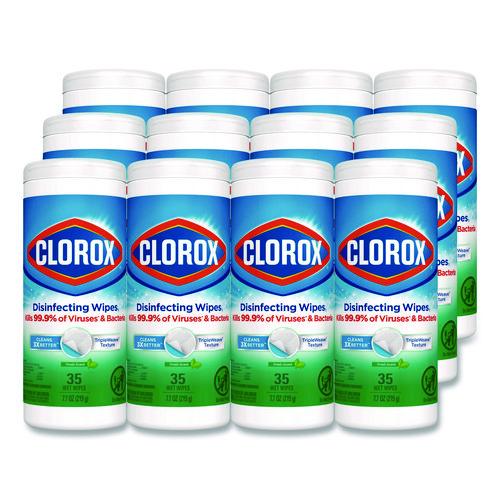 Clorox - Disinfecting Wipes, Bleach Free Cleaning Wipes, 1-Ply, 7 x 8, Fresh Scent, White, 35/Canister, 12 Canisters/Carton