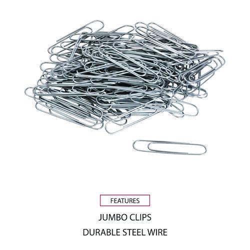 Universal- Paper Clips, Jumbo, Smooth, Silver, 100 Clips/Box, 10 Boxes/Pack
