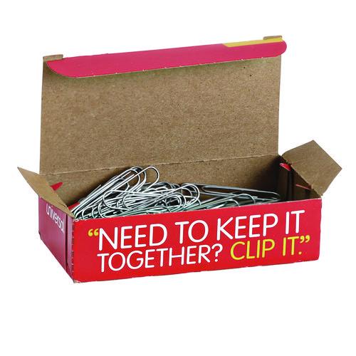 Universal- Paper Clips, Jumbo, Smooth, Silver, 100 Clips/Box, 10 Boxes/Pack