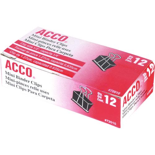 Acco - Binder Clips, Mini, Black/Silver, Dozen