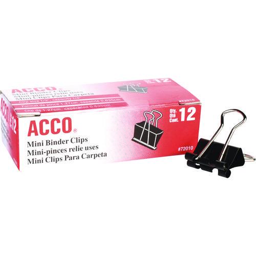 Acco - Binder Clips, Mini, Black/Silver, Dozen
