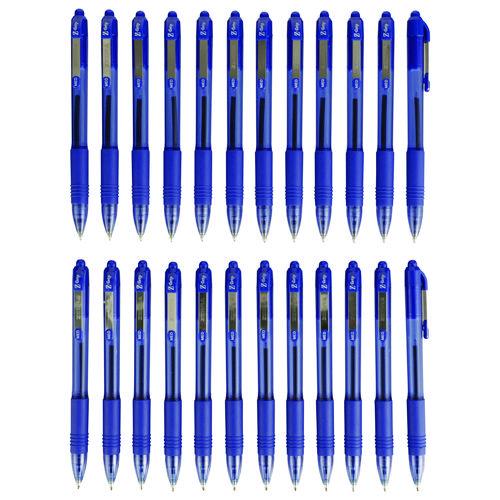 Zebra - Z-Grip Ballpoint Pen, Retractable, Medium 1 mm, Blue Ink, Translucent Blue/Blue Barrel, 24/Pack