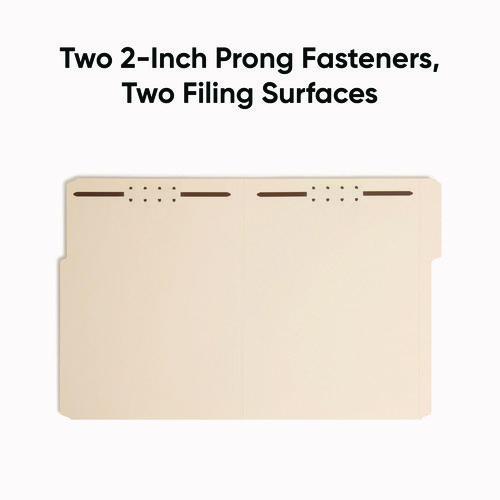Smead - Top Tab Fastener Folders, 1/3-Cut Tabs: Assorted, 0.75" Expansion, 2 Fasteners, Letter Size, Manila Exterior, 50/Box