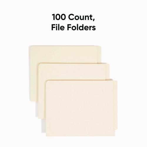 Smead - Heavyweight Manila End Tab Folders, 9.5" High Front, Straight Tabs, Letter Size, 0.75" Expansion, Manila, 100/Box