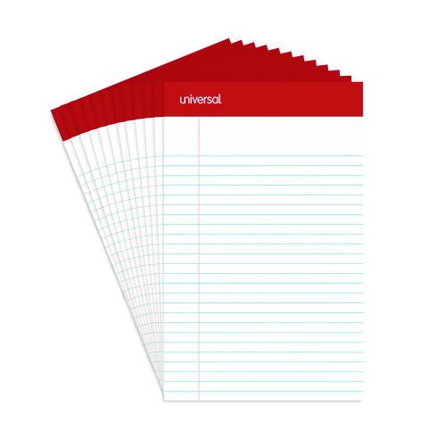 Universal - Perforated Ruled Writing Pads, Narrow Rule, Red Headband, 50 White 5 x 8 Sheets, Dozen