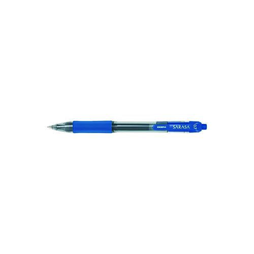 Zebra - Sarasa Dry Gel X20 Gel Pen, Retractable, Medium 0.7 mm, Blue Ink, Clear/Blue Barrel, 12/Pack