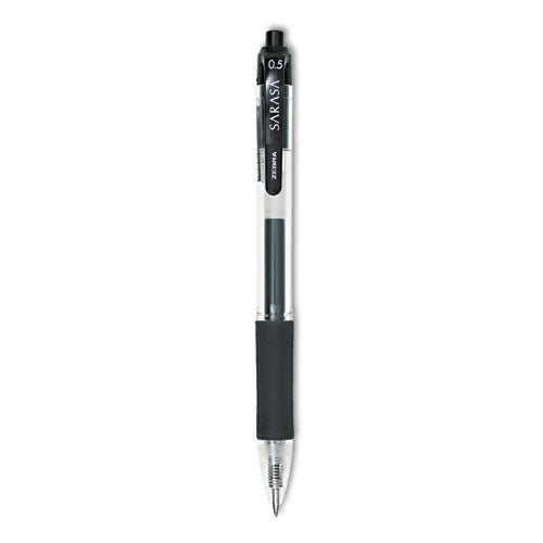 Zebra - Sarasa Dry Gel X20 Gel Pen, Retractable, Fine 0.5 mm, Black Ink, Clear/Black Barrel, 12/Pack  ZEB46710