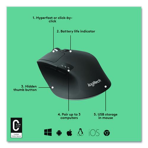 Logitech - M720 Triathlon Wireless Mouse, 2.4 GHz Frequency, 33 ft Wireless Range, Right Hand Use, Black