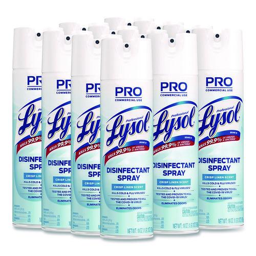Lysol - Disinfectant Spray, Crisp Linen, 19 oz Aerosol Spray, 12/Carton