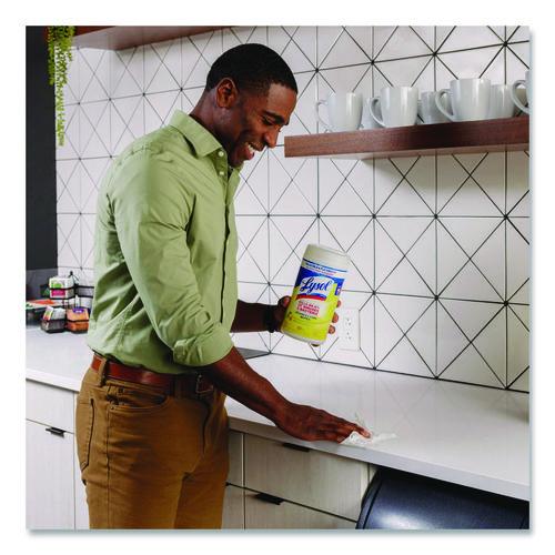 Lysol - Disinfecting Wipes, 1-Ply, 7 x 7.25, Lemon and Lime Blossom, White, 80 Wipes/Canister, 3 Canisters/Pack