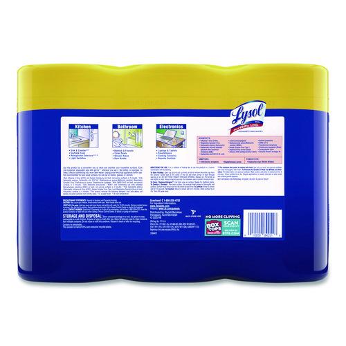 Lysol - Disinfecting Wipes, 1-Ply, 7 x 7.25, Lemon and Lime Blossom, White, 80 Wipes/Canister, 3 Canisters/Pack
