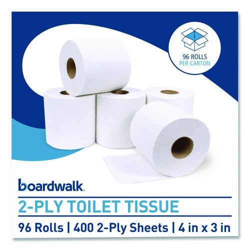 boardwalk - Two-Ply Toilet Tissue, Septic Safe, White, 400 Sheets/Roll, 96 Rolls/Carton