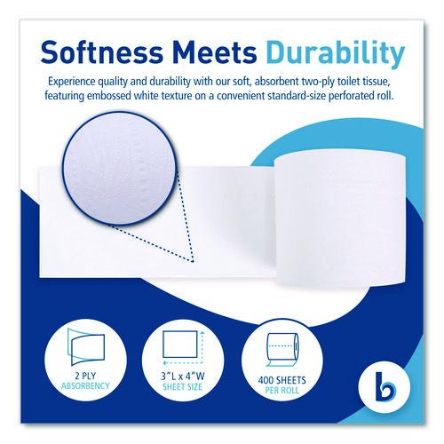 boardwalk - Two-Ply Toilet Tissue, Septic Safe, White, 400 Sheets/Roll, 96 Rolls/Carton