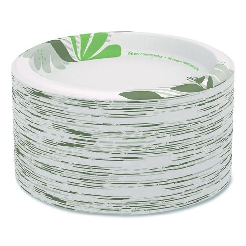 Dixie - Pathways Soak-Proof Shield Mediumweight Paper Plates, 8.5" dia, Green/Burgundy, 125/Pack