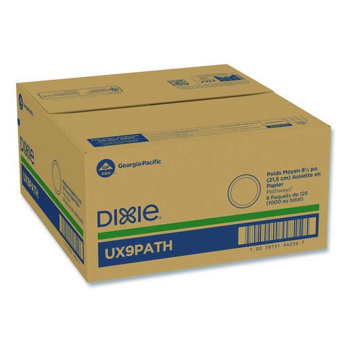 Dixie - Pathways Soak-Proof Shield Mediumweight Paper Plates, 8.5" dia, Green/Burgundy, 125/Pack