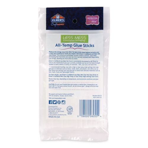 Elmers - CraftBond Less Mess All-Temp Glue Sticks, 0.27" x 4", Dries Clear, 24/Pack