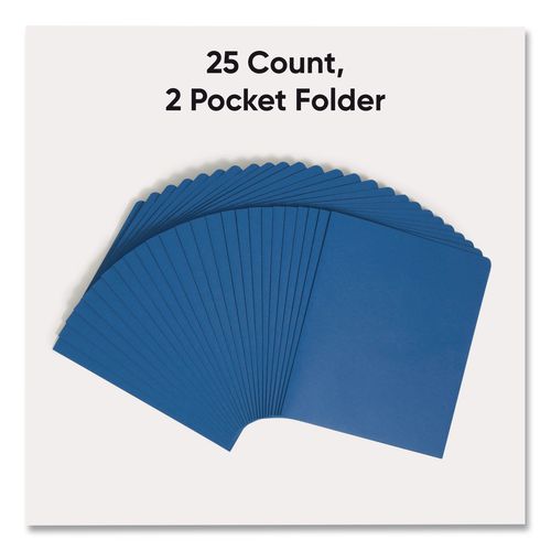 Smead - Two-Pocket Folder, Textured Paper, 100-Sheet Capacity, 11 x 8.5, Dark Blue, 25/Box