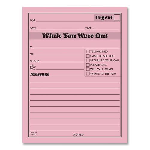 TOPS - Pink Message Pad, One-Part (No Copies), 4.25 x 5.5, 50 Forms/Pad, 12 Pads/Pack