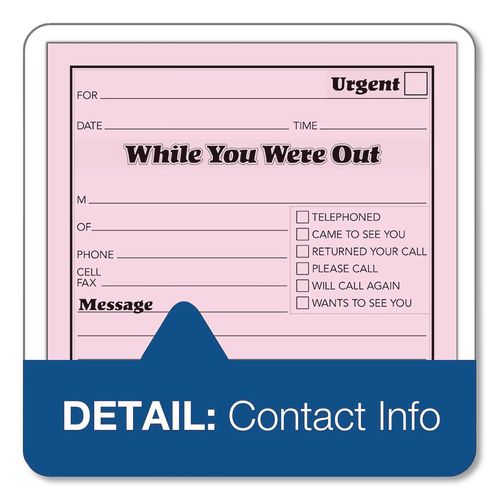 TOPS - Pink Message Pad, One-Part (No Copies), 4.25 x 5.5, 50 Forms/Pad, 12 Pads/Pack