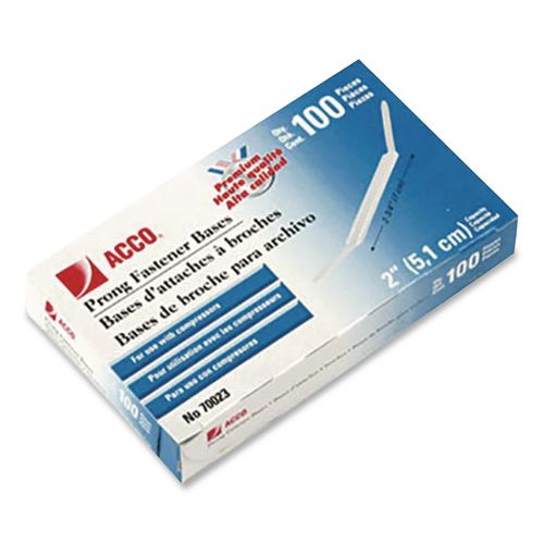 Acco - Premium Two-Prong Fastener Bases, 2" Capacity, 2.75" Center to Center, Silver, 100/Box