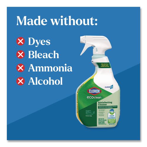 Clorox - Clorox Pro EcoClean Disinfecting Cleaner, Unscented, 32 oz Spray Bottle, 9/Carton