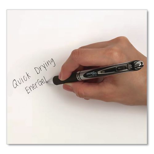 Pantel - EnerGel RTX Gel Pen, Retractable, Medium 0.7 mm, Black Ink, Black/Gray Barrel