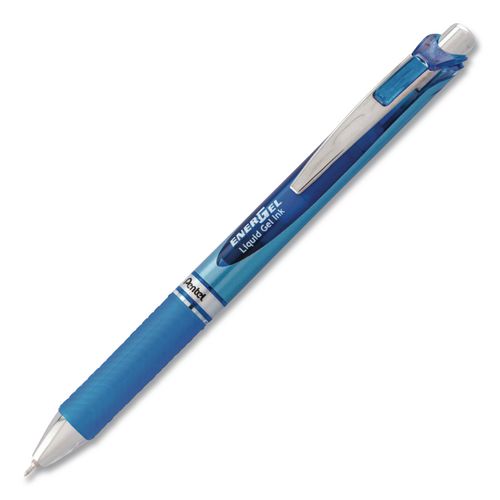 Pantel - EnerGel RTX Gel Pen, Retractable, Fine 0.5 mm, Blue Ink, Blue/Light Blue Barrel