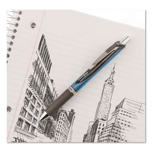 Pantel - EnerGel RTX Gel Pen, Retractable, Medium 0.7 mm, Black Ink, Black/Blue Barrel