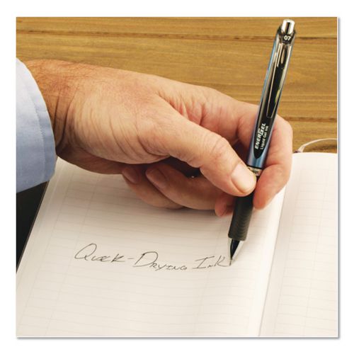 Pantel - EnerGel RTX Gel Pen, Retractable, Medium 0.7 mm, Black Ink, Black/Blue Barrel