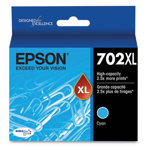 EPSON - T702XL220-S (702XL) DURABrite Ultra High-Yield Ink, 950 Page-Yield, Cyan