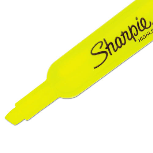 Sharpie - Tank Style Highlighters, Fluorescent Yellow Ink, Chisel Tip, Yellow Barrel, Dozen