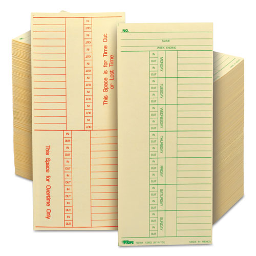 Zebra - Time Clock Cards, Replacement for K14-15, Two Sides, 3.38 x 8.25, 500/Box