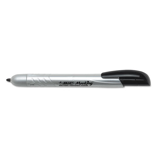 BiC - Intensity Retractable Permanent Marker, Fine Bullet Tip, Black, Dozen