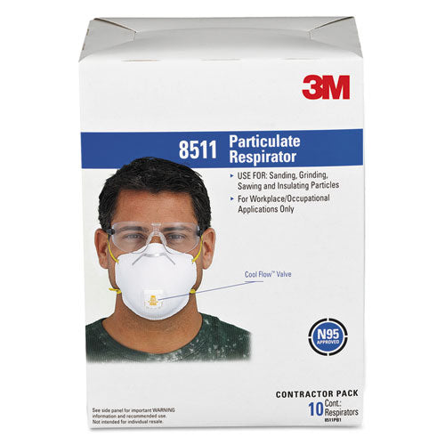 3M - Particulate Respirator w/Cool Flow Exhalation Valve, Standard Size, 10/Box