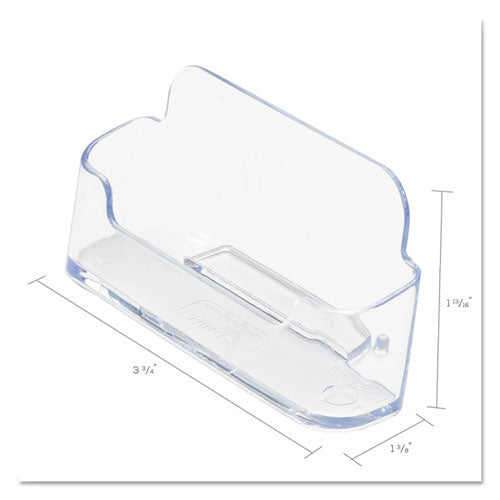 deflecto - Horizontal Business Card Holder, Holds 50 Cards, 3.88 x 1.38 x 1.81, Plastic, Clear