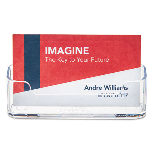 deflecto - Horizontal Business Card Holder, Holds 50 Cards, 3.88 x 1.38 x 1.81, Plastic, Clear