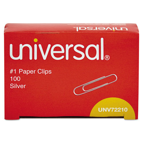 Universal - Paper Clips, #1, Smooth, Silver, 100 Clips/Box, 10 Boxes/Pack