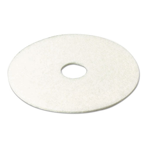 3M - Low-Speed Super Polishing Floor Pads 4100, 20" Diameter, White, 5/Carton