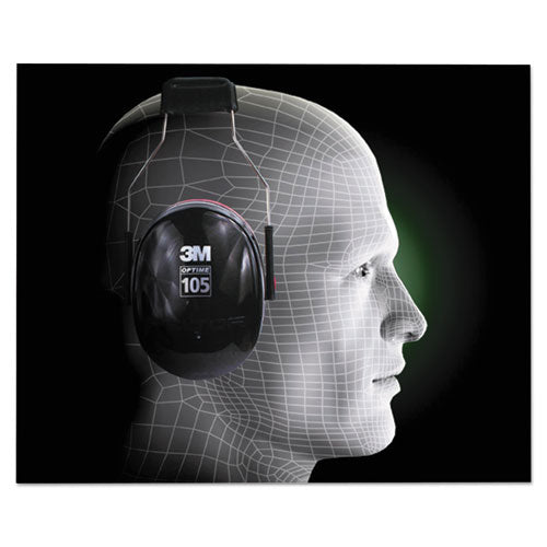 3M - PELTOR OPTIME 105 High Performance Ear Muffs H10A, 30 dB NRR, Black/Red