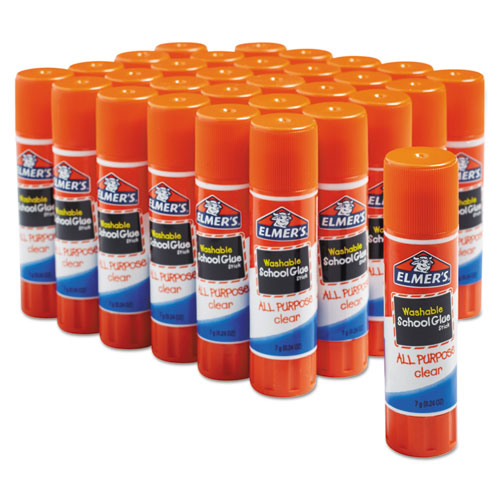 Elmer's - Washable School Glue Sticks, 0.24 oz, Applies and Dries Clear, 30/Box