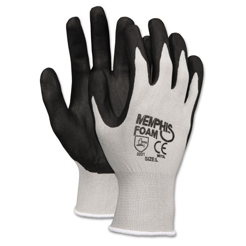 MCR Safety - Economy Foam Nitrile Gloves, EN388: 3221, Large, Black/Gray, 12 Pairs