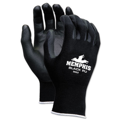 MCR Safety - Economy PU Coated Work Gloves, EN388: 2121, 12" Long, Medium, Black, 12 Pairs