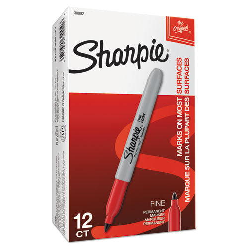 Sharpie - Fine Tip Permanent Marker, Fine Bullet Tip, Red, Dozen