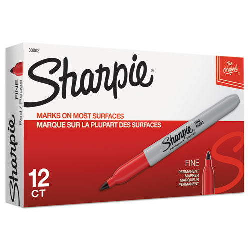 Sharpie - Fine Tip Permanent Marker, Fine Bullet Tip, Red, Dozen