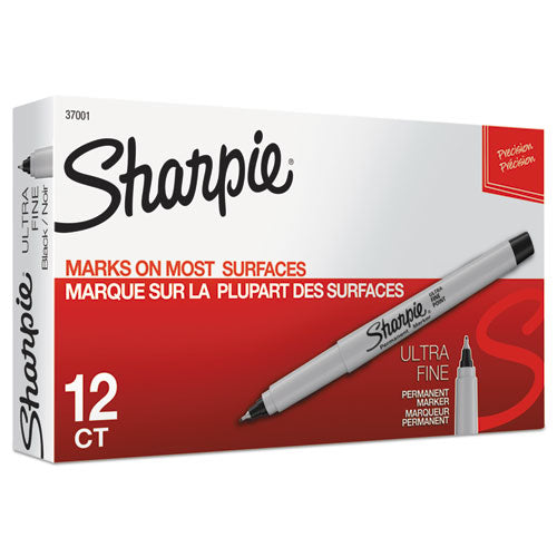 Sharpie - Ultra Fine Tip Permanent Marker, Ultra-Fine Needle Tip, Black, Dozen