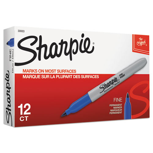 Sharpie - Fine Tip Permanent Marker, Fine Bullet Tip, Blue, Dozen