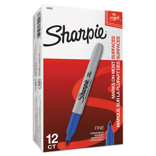 Sharpie - Fine Tip Permanent Marker, Fine Bullet Tip, Blue, Dozen