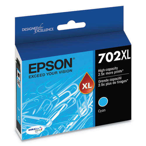 EPSON - T702XL220-S (702XL) DURABrite Ultra High-Yield Ink, 950 Page-Yield, Cyan